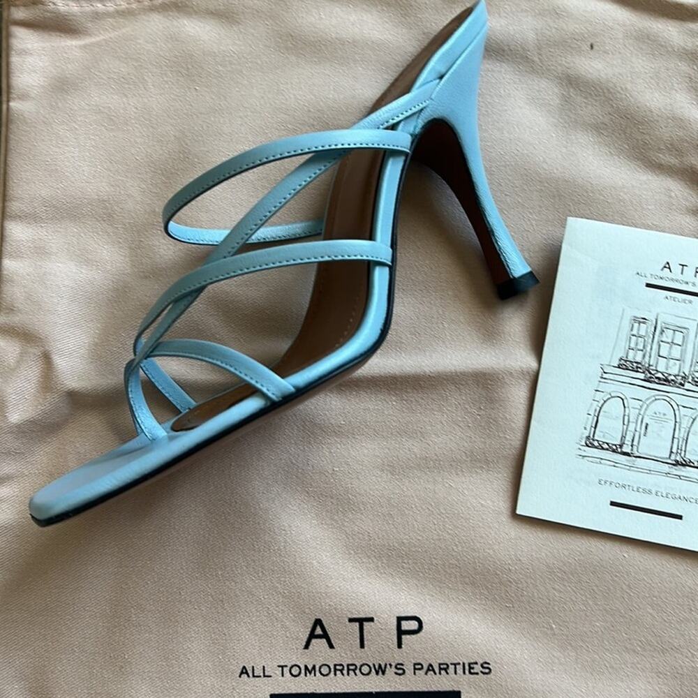 ATP Atelier Baby Blue Milano Strappy Leather Sandal Heels